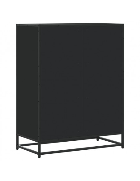 Scarpiera Nera 75x38x97,5 cm in Truciolato e Metallo