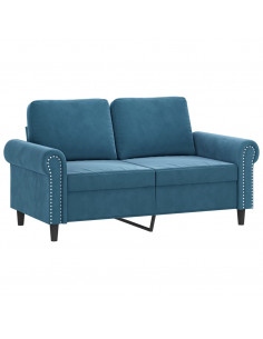 Set di Divani 2 pz con Cuscini Blu in Velluto 2