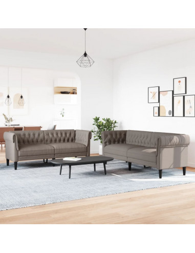 Set di Divani 2 pz Tortora in Tessuto