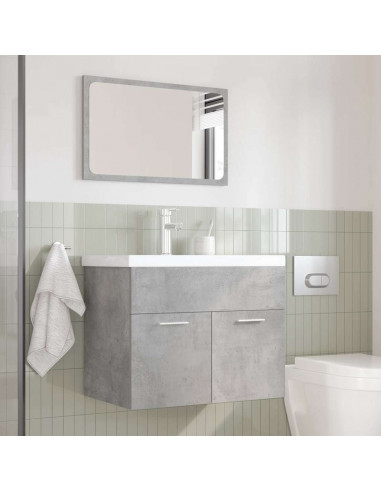 Set Mobili da Bagno 3 pz Grigio Cemento in Legno Multistrato