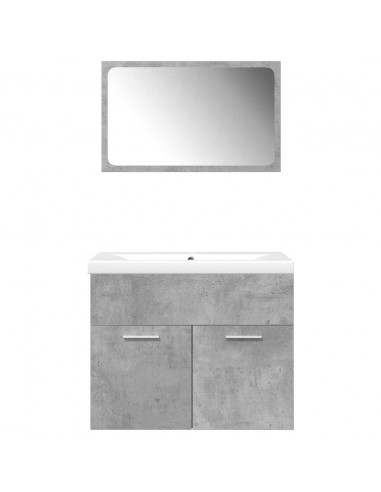 Set Mobili da Bagno 3 pz Grigio Cemento in Legno Multistrato