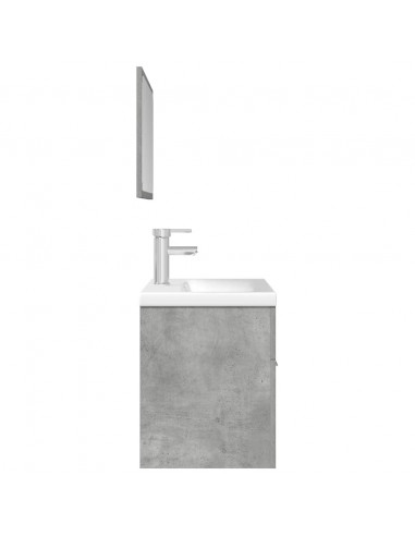 Set Mobili da Bagno 3 pz Grigio Cemento in Legno Multistrato