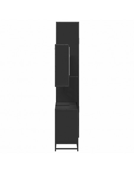 Set Mobili da Bagno 3 pz Nero in Legno Multistrato