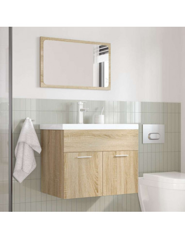 Set Mobili da Bagno 3 pz Rovere Sonoma in Legno Multistrato