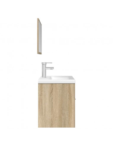 Set Mobili da Bagno 3 pz Rovere Sonoma in Legno Multistrato