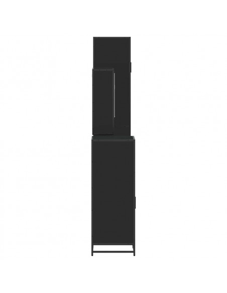 Set Mobili da Bagno 4 pz Nero in Legno Multistrato