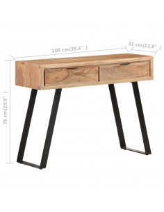 Tavolo Consolle 100x35x76cm in Massello d'Acacia con Bordi Vivi