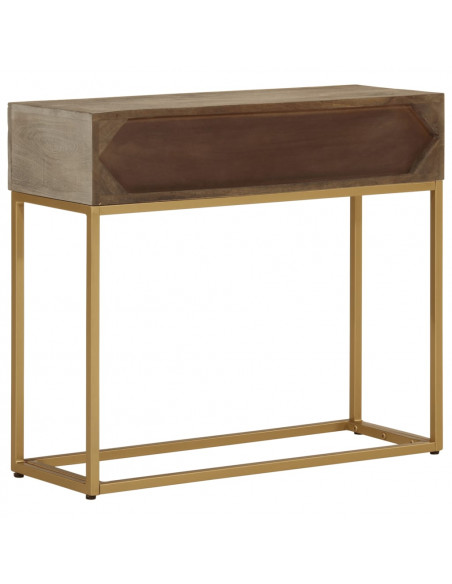 Tavolo Consolle 90x30x76 cm in Legno Massello di Mango e Ferro