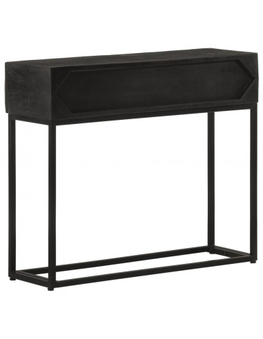 Tavolo Consolle Nero 90x30x76cm Legno Massello di Mango e Ferro