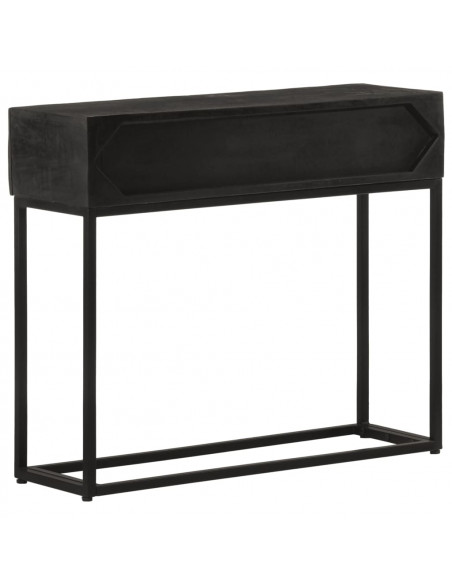 Tavolo Consolle Nero 90x30x76cm Legno Massello di Mango e Ferro