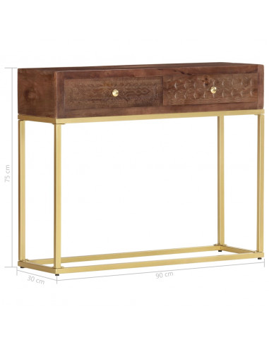 Tavolo Consolle 90x30x75 cm in Legno Massello di Mango