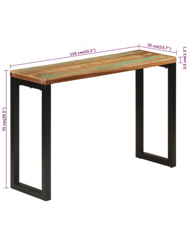 Tavolo Consolle 110x35x75 cm in Legno Massello di Recupero