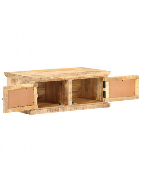 Tavolino da Salotto 90x50x35 cm Legno Massello di Mango e Canna