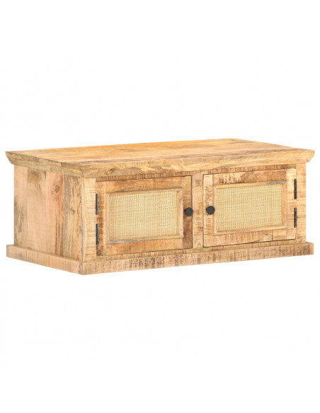 Tavolino da Salotto 90x50x35 cm Legno Massello di Mango e Canna