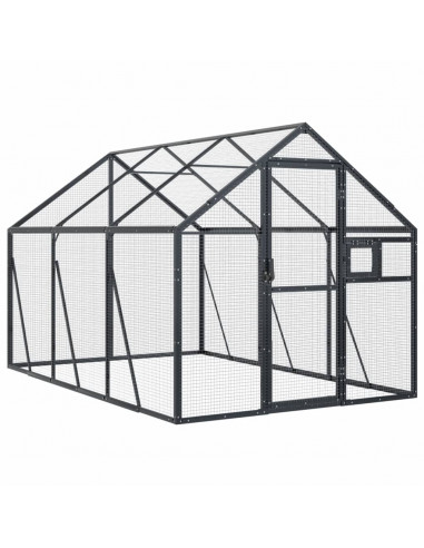 Voliera Antracite 1,79x3x1,85 m in Alluminio