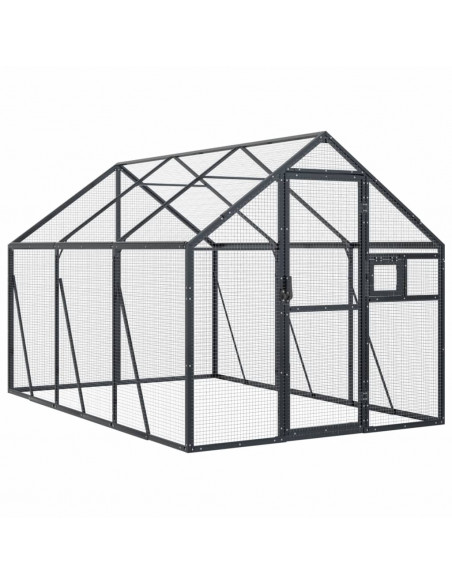 Voliera Antracite 1,79x3x1,85 m in Alluminio