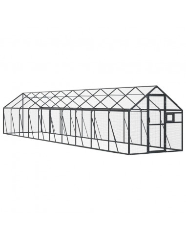 Voliera Antracite 1,79x10x1,85 m in Alluminio