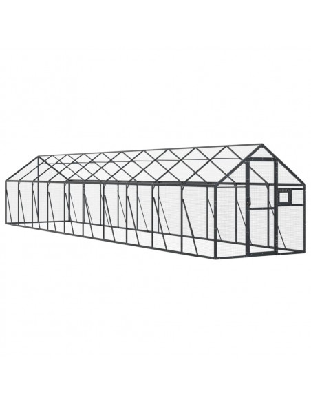 Voliera Antracite 1,79x10x1,85 m in Alluminio