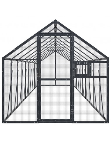 Voliera Antracite 1,79x10x1,85 m in Alluminio