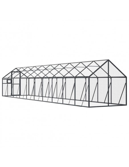 Voliera Antracite 1,79x10x1,85 m in Alluminio