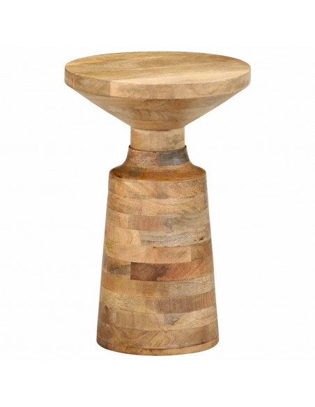 Tavolino da Salotto Ø33x50 cm in Legno Massello di Mango