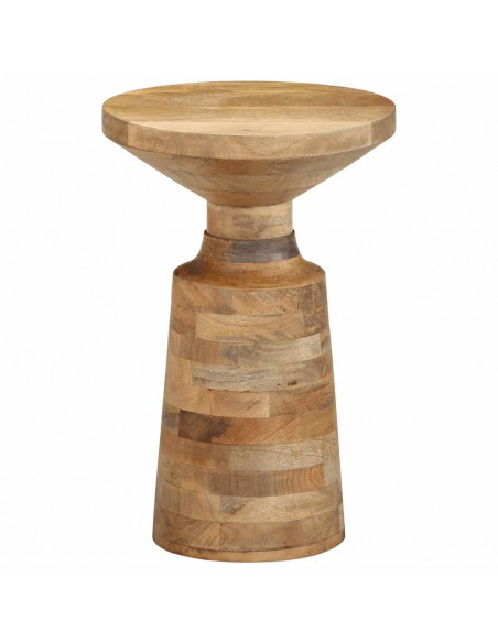 Tavolino da Salotto Ø33x50 cm in Legno Massello di Mango