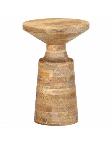 Tavolino da Salotto Ø33x50 cm in Legno Massello di Mango