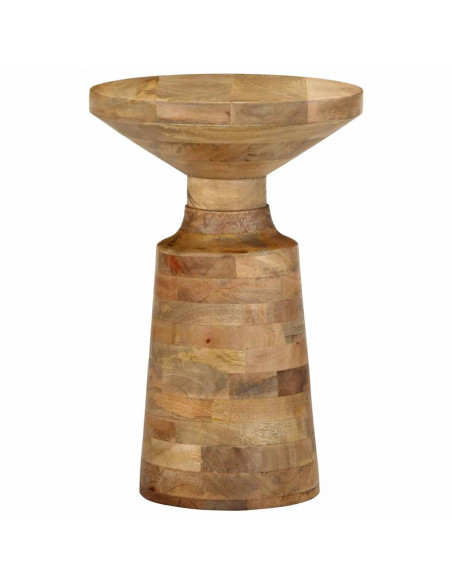 Tavolino da Salotto Ø33x50 cm in Legno Massello di Mango