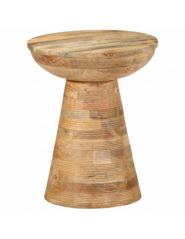 Tavolino da Salotto Ø37x45 cm in Legno Massello di Mango