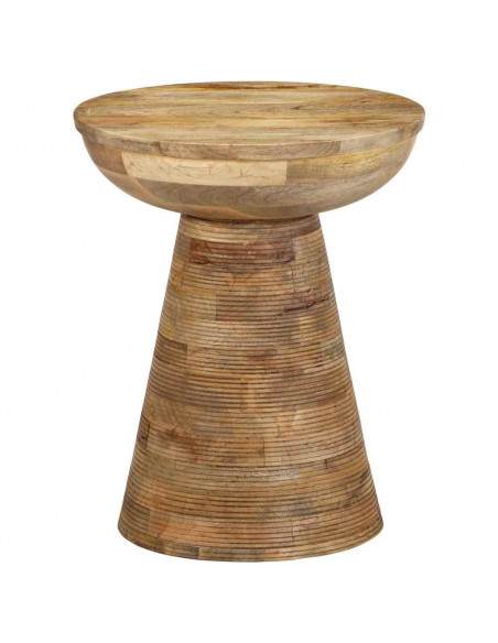 Tavolino da Salotto Ø37x45 cm in Legno Massello di Mango