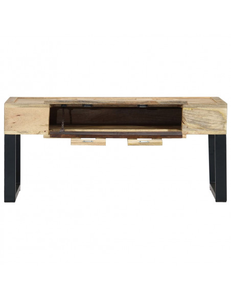 Tavolino Forma a Musicassetta 100x52x45cm Legno Massello Mango