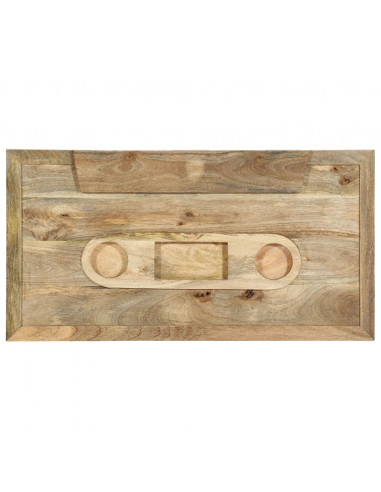 Tavolino Forma a Musicassetta 100x52x45cm Legno Massello Mango