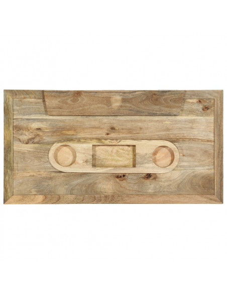 Tavolino Forma a Musicassetta 100x52x45cm Legno Massello Mango