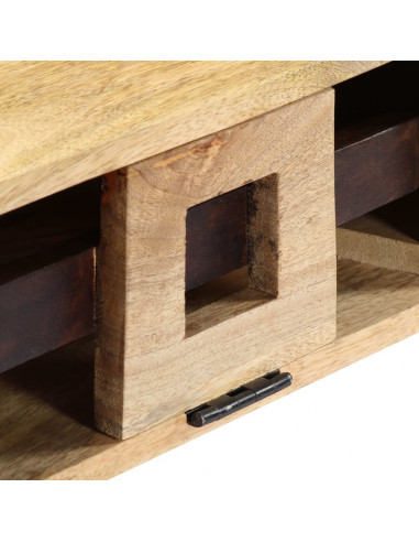 Tavolino Forma a Musicassetta 100x52x45cm Legno Massello Mango