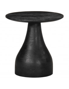 Tavolino da Salotto Nero Ø40x40 cm in Legno Massello di Mango