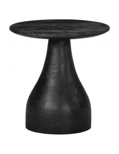 Tavolino da Salotto Nero Ø40x40 cm in Legno Massello di Mango
