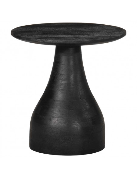 Tavolino da Salotto Nero Ø40x40 cm in Legno Massello di Mango