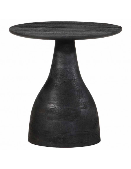 Tavolino da Salotto Nero Ø40x40 cm in Legno Massello di Mango