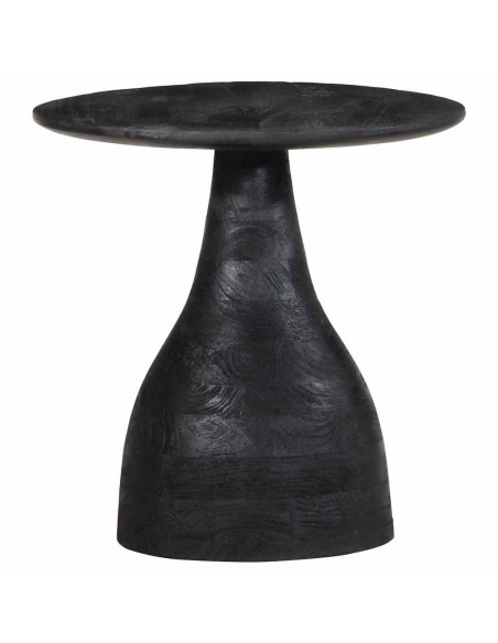 Tavolino da Salotto Nero Ø40x40 cm in Legno Massello di Mango