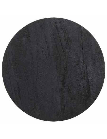 Tavolino da Salotto Nero Ø40x40 cm in Legno Massello di Mango