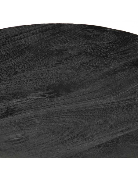 Tavolino da Salotto Nero Ø40x40 cm in Legno Massello di Mango