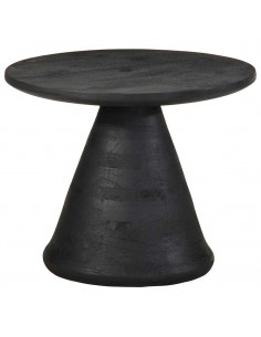 Tavolino da Salotto Nero Ø50x40 cm in Legno Massello di Mango