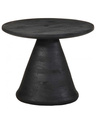 Tavolino da Salotto Nero Ø50x40 cm in Legno Massello di Mango