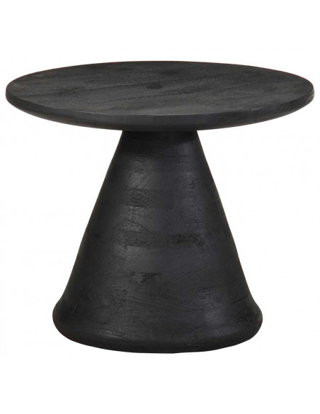 Tavolino da Salotto Nero Ø50x40 cm in Legno Massello di Mango