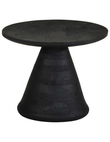 Tavolino da Salotto Nero Ø50x40 cm in Legno Massello di Mango