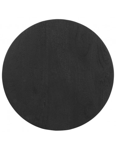 Tavolino da Salotto Nero Ø50x40 cm in Legno Massello di Mango