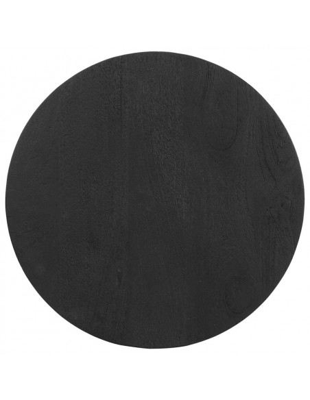 Tavolino da Salotto Nero Ø50x40 cm in Legno Massello di Mango