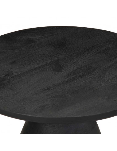 Tavolino da Salotto Nero Ø50x40 cm in Legno Massello di Mango
