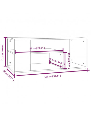 Tavolino Salotto Rovere Marrone 100x50x40cm Legno Multistrato
