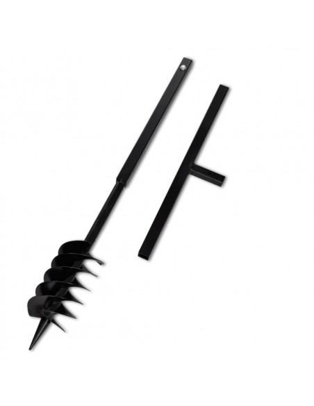 Trapano da Terra Maniglia Auger 120 mm Due Spirali Acciaio Nero